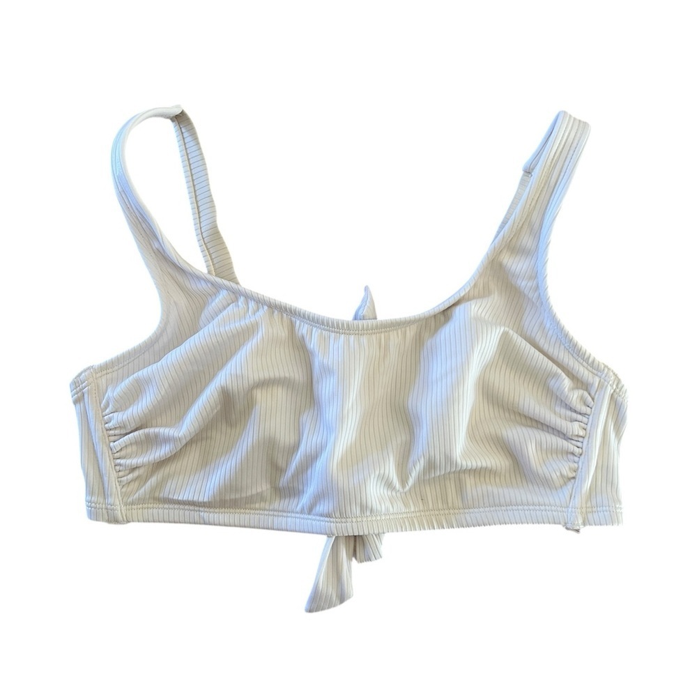 Wild Fable Ribbed Classic Bikini White Swim Top Size D/DD 8/10